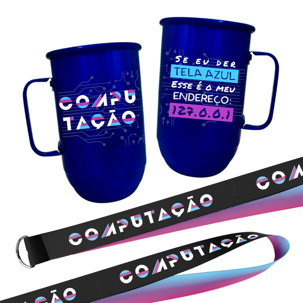 Caneca de Alumínio 850ml + Tirante Computação no Elo7 | Polizinha