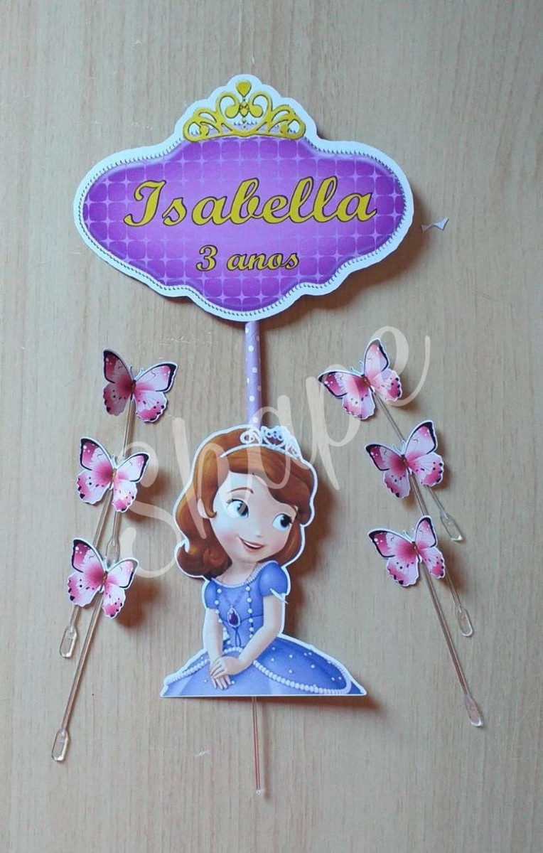 Topper de bolo princesa sofia  Produtos Personalizados no Elo7