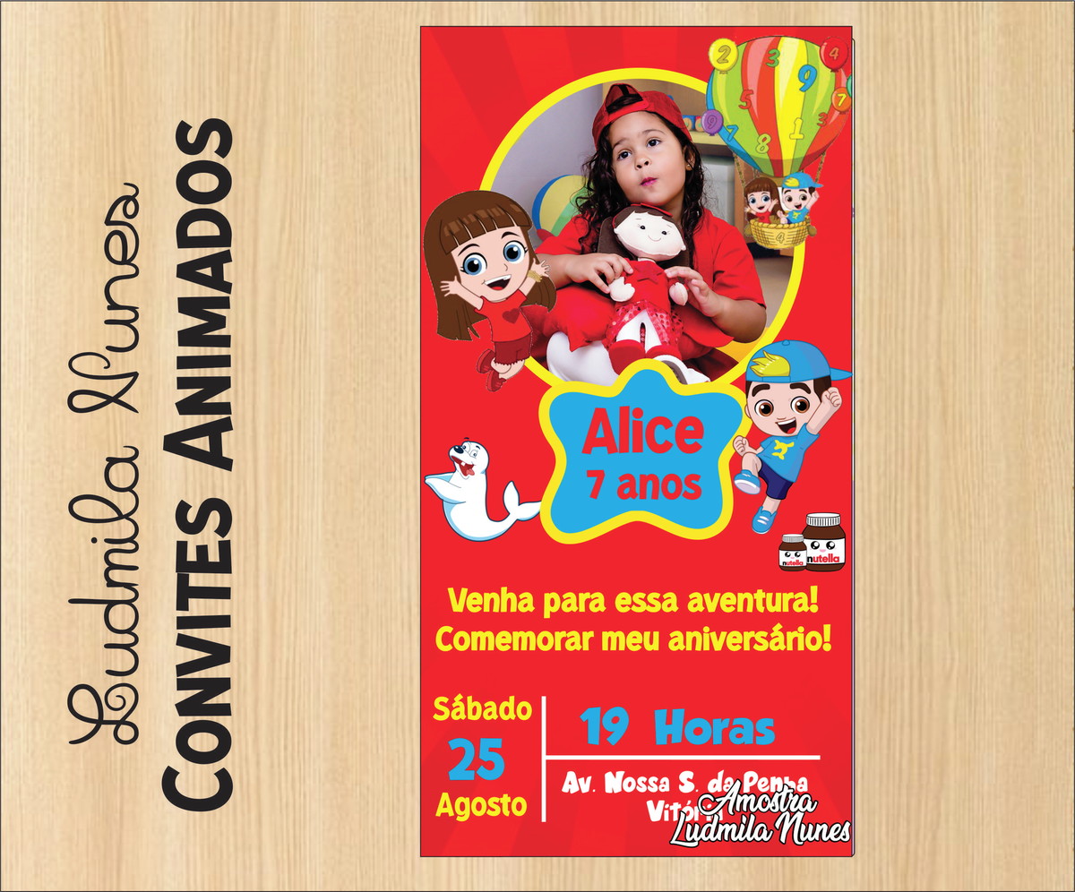 Convite Digital Luccas Neto e gih menina no Elo7 | Lud Arte Digital