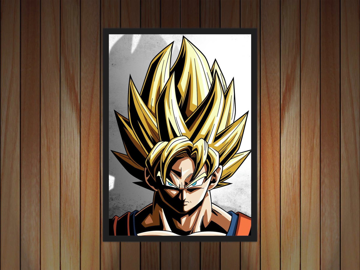 Quadro Decorativo Dragon Ball Goku Desenho Com Moldura G01