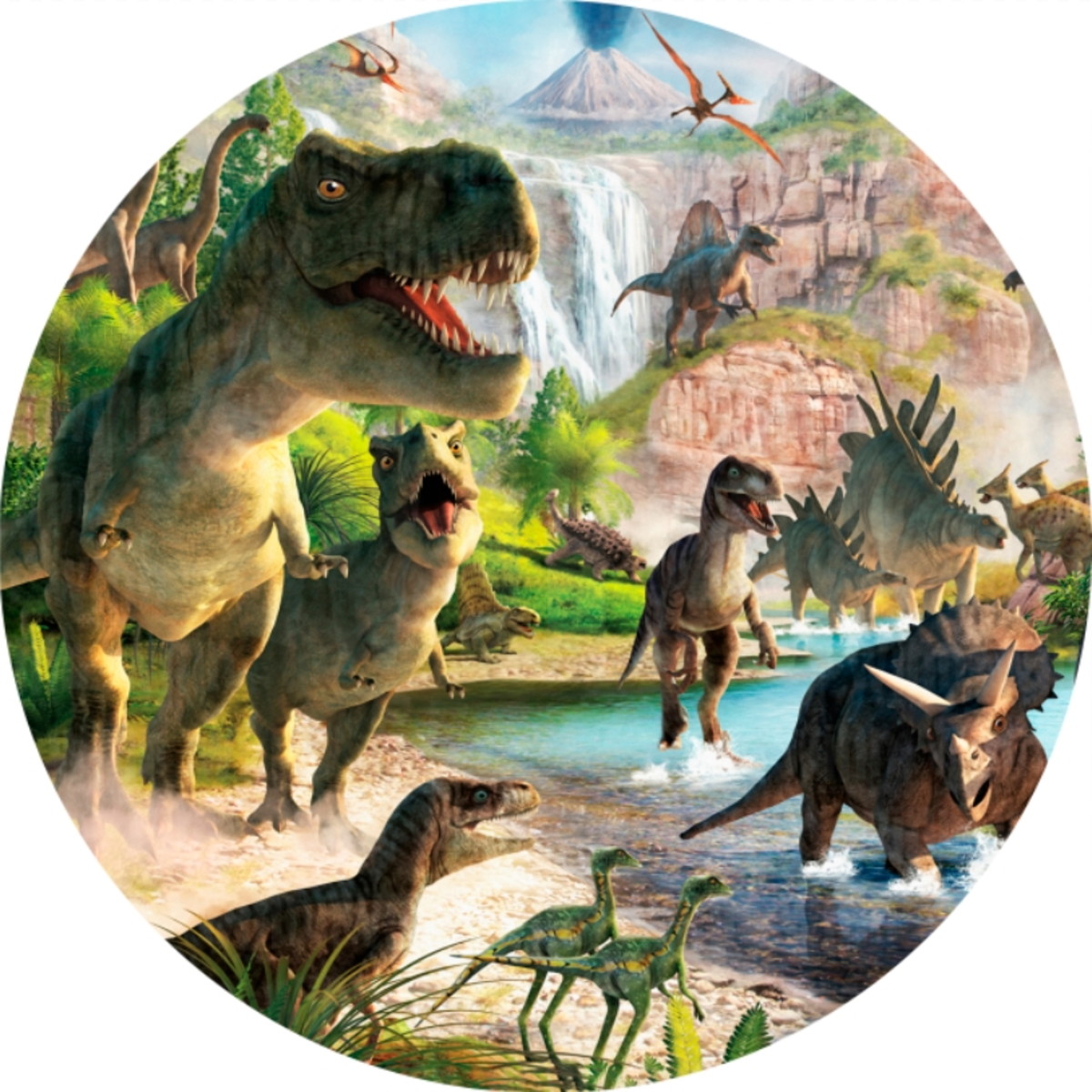 Painel Redondo Sublimado 3d Dinossauros Baby 070 1,5x1,5m