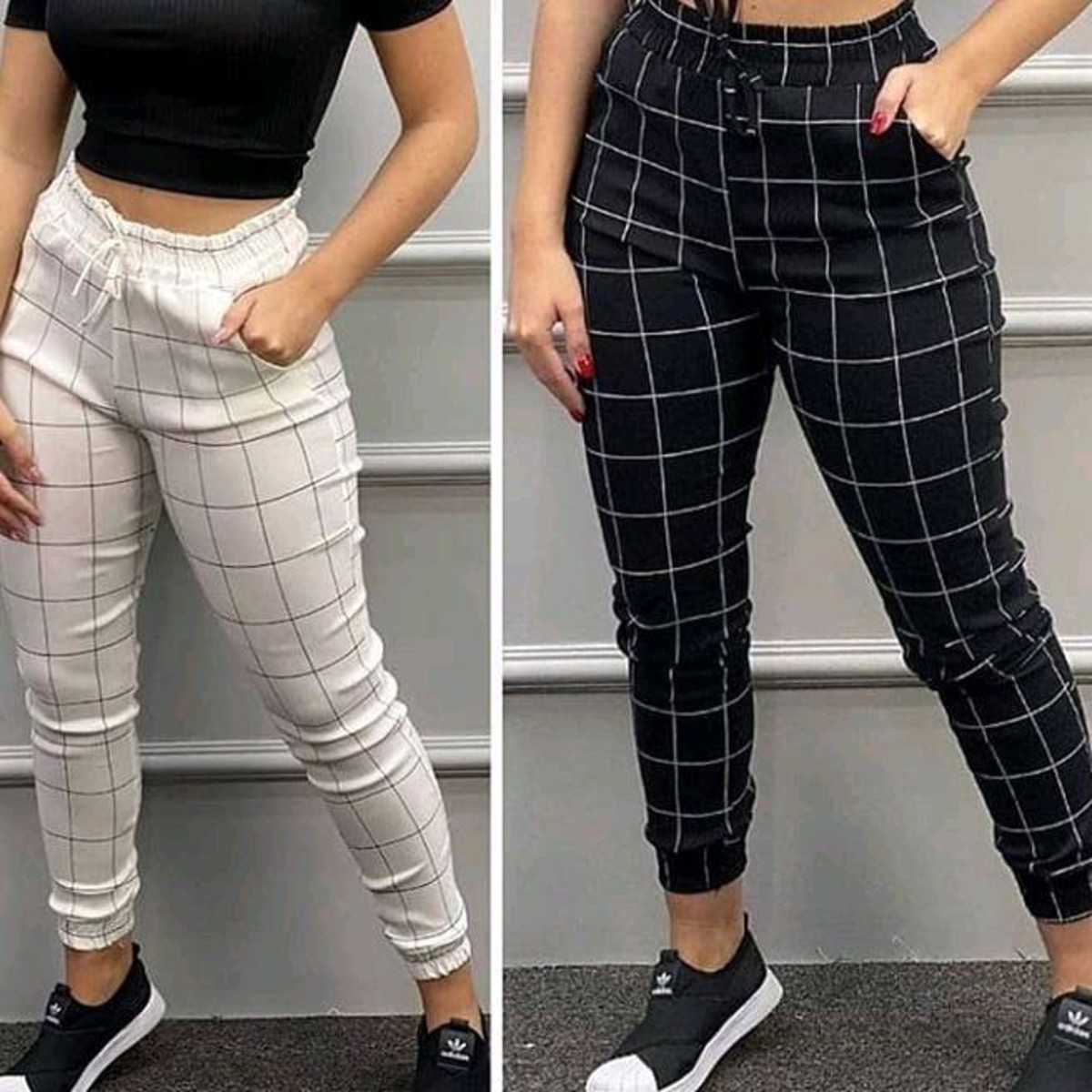 calça jogger feminina xadrez