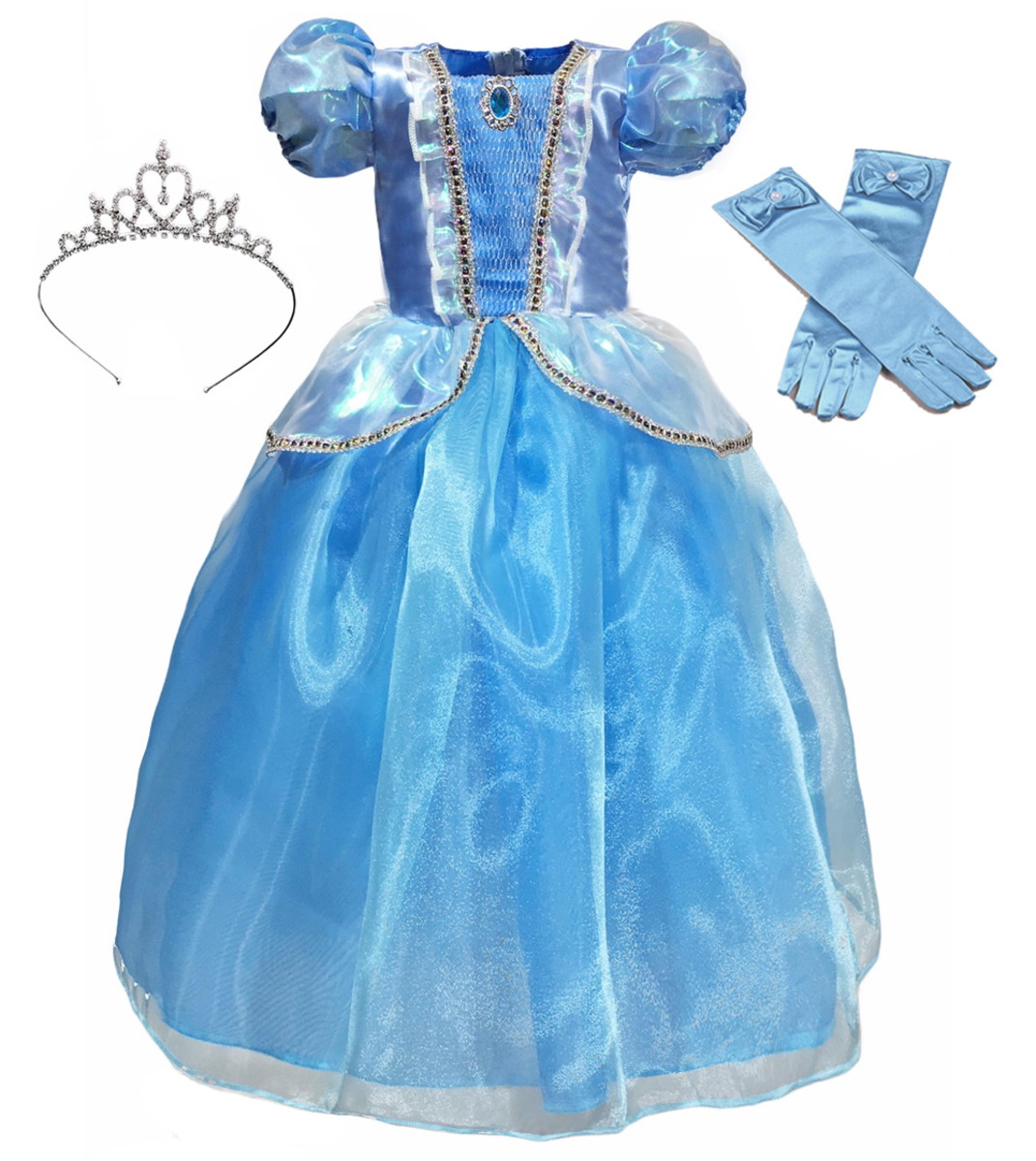 Vestido Fantasia Cinderela Infantil princesa COM LUVA E COROA pcin - LOIPOP  - Fantasias para Crianças - Magazine Luiza