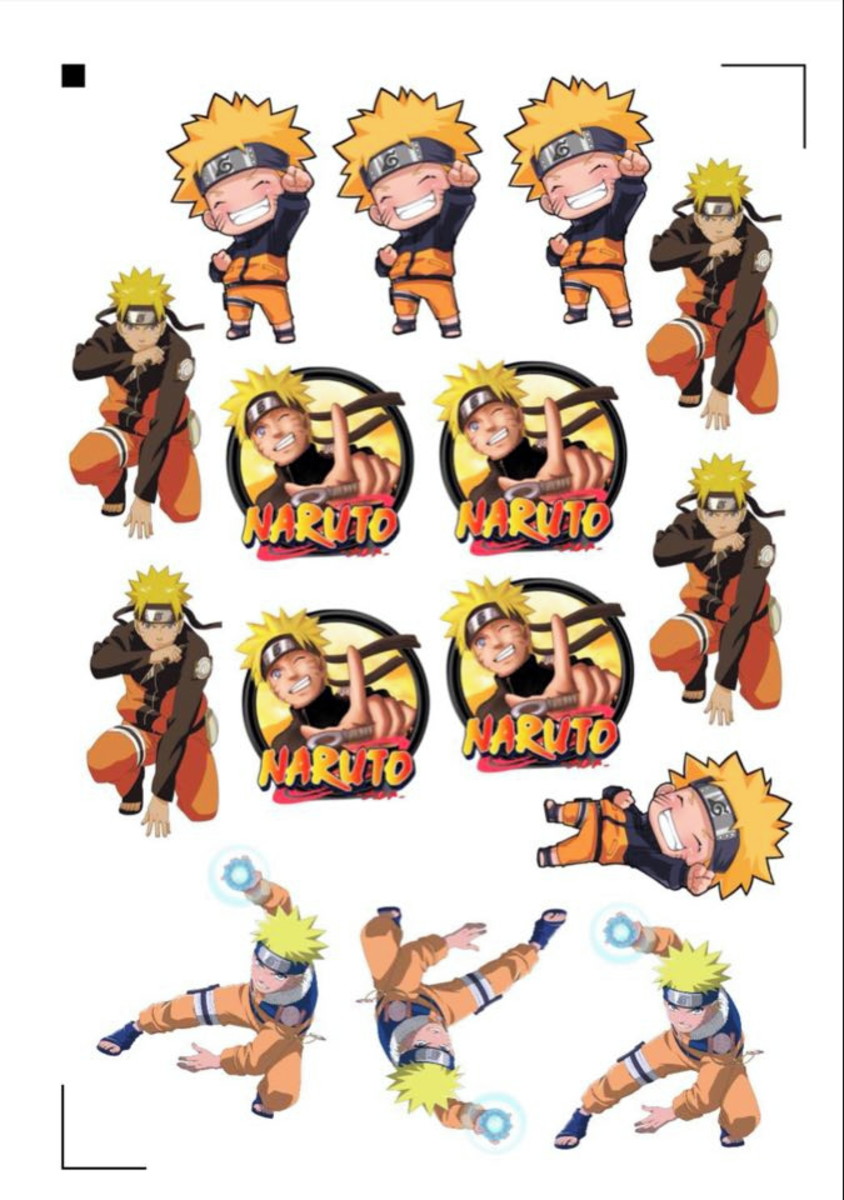 Topper Topo De Bolo Scrap Naruto Anime + 24 Tags Docinhos Tu