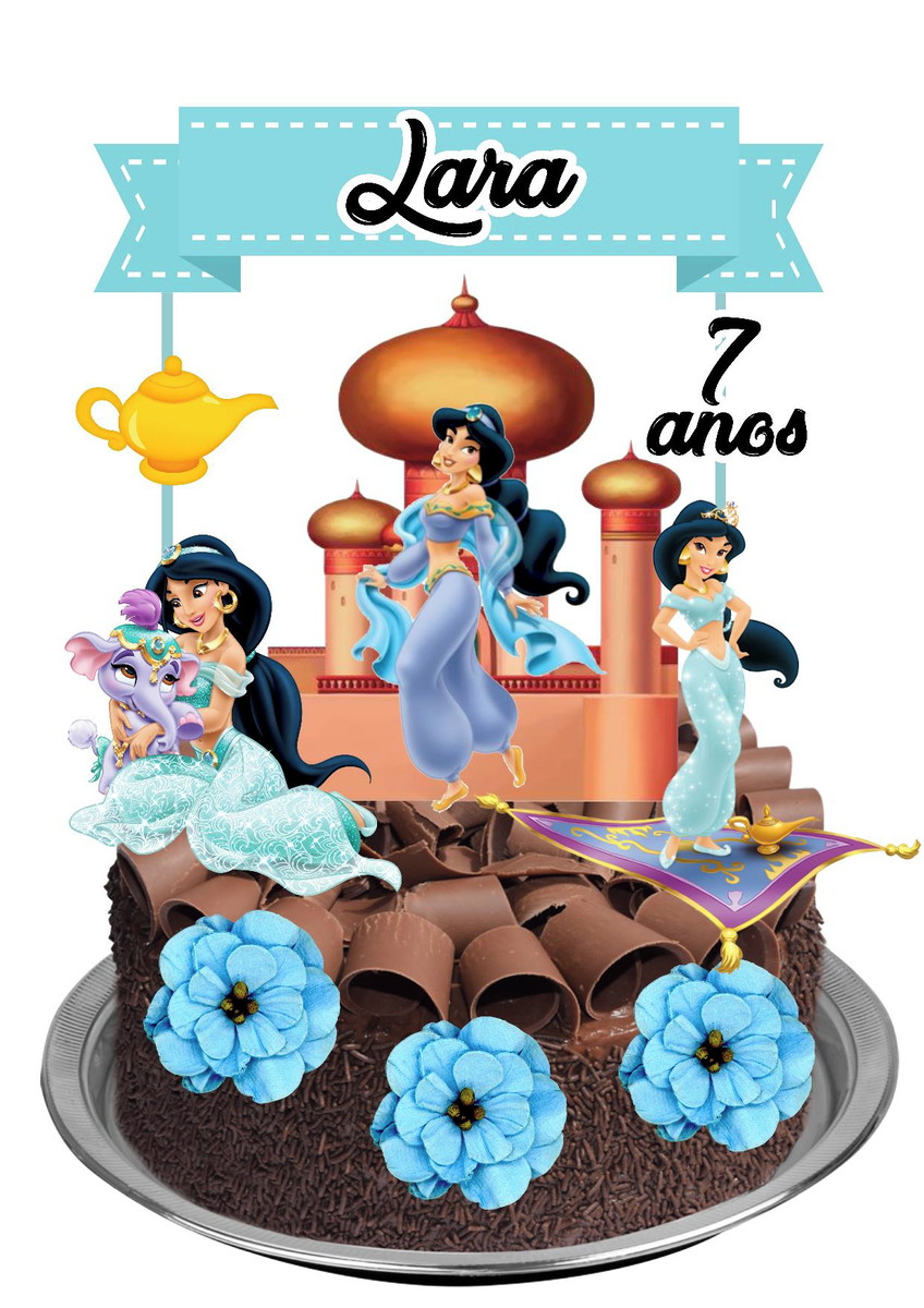 TOPO DE BOLO PRINCESA JASMINE TOPPER PERSONALIZADO JASMINE