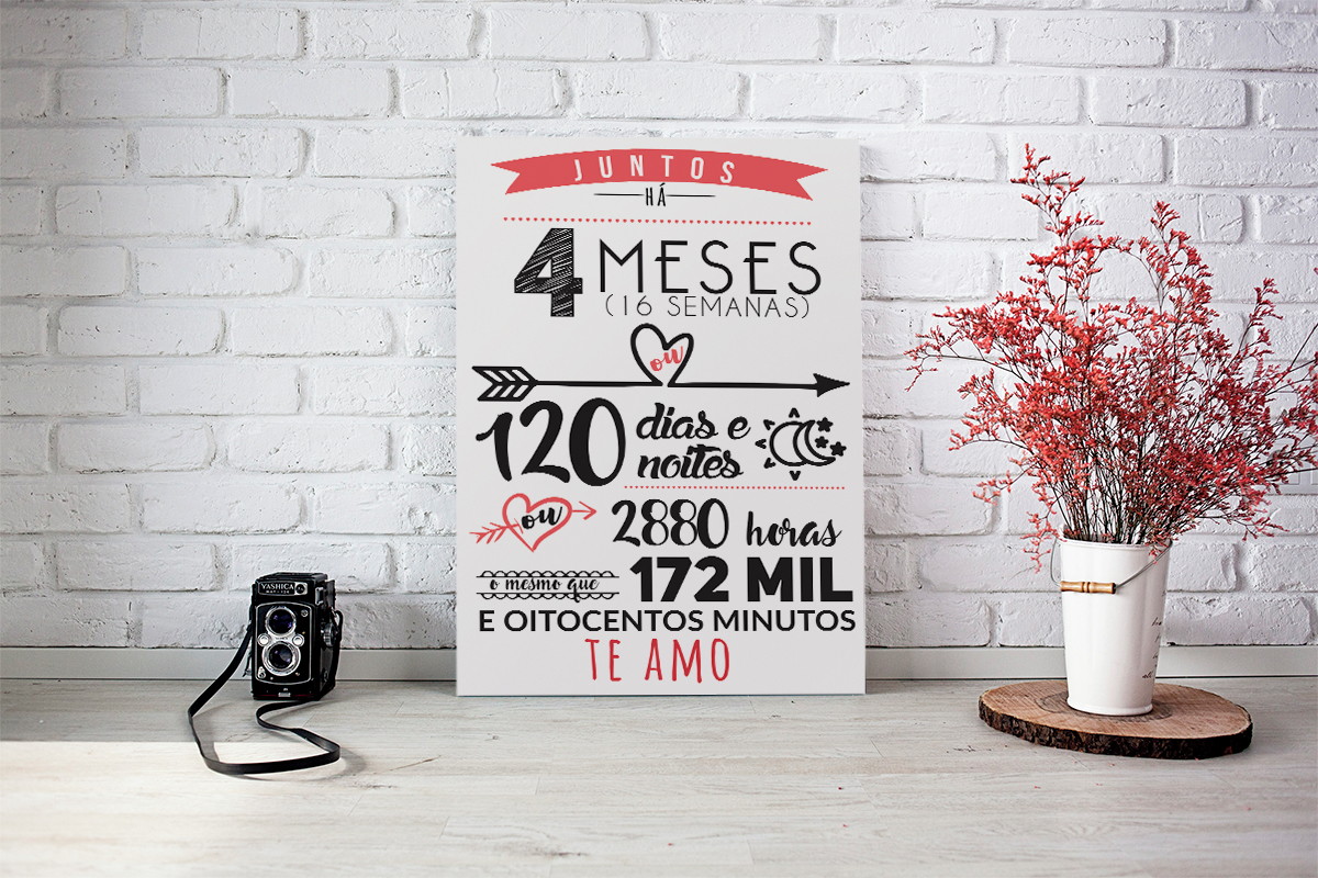 4 Meses De Namoro São Quantos Dias Quadro Dia Dos Namorados Presente 4 Meses De Namoro no Elo7 | Parede