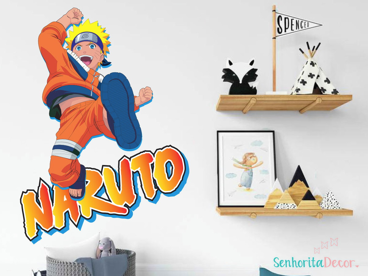 Desenhos animados Anime Naruto Mangá Japonês Vinil Adesivo de Parede  Decoração Quarto Infantil Meninos Quarto Interior Decalque Mural Removível  Hy07- Na Parede Com Parede Preta Jardinagem L 63x57cm