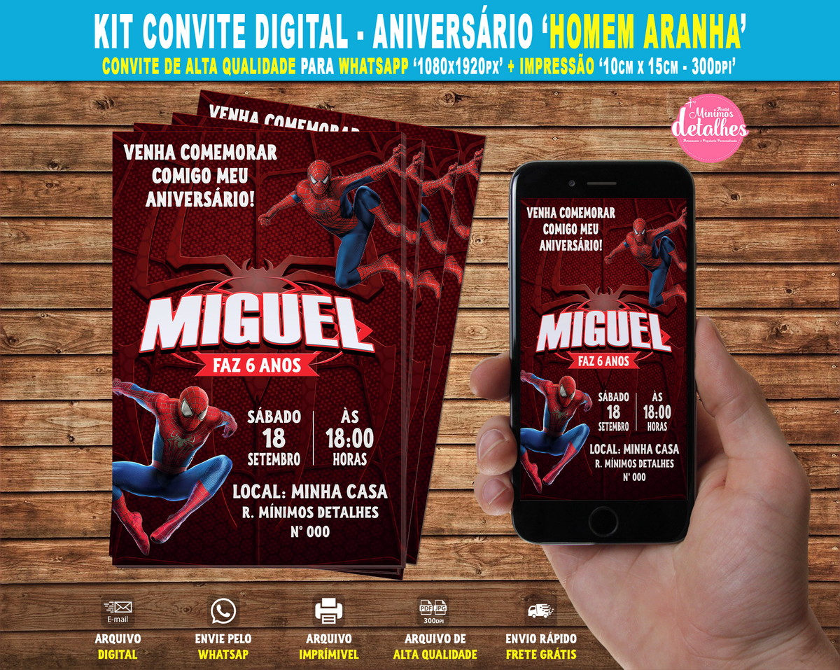 Convite Digital Homem Aranha Cute No Elo7  Birthday invitations,  Invitations, Spiderman