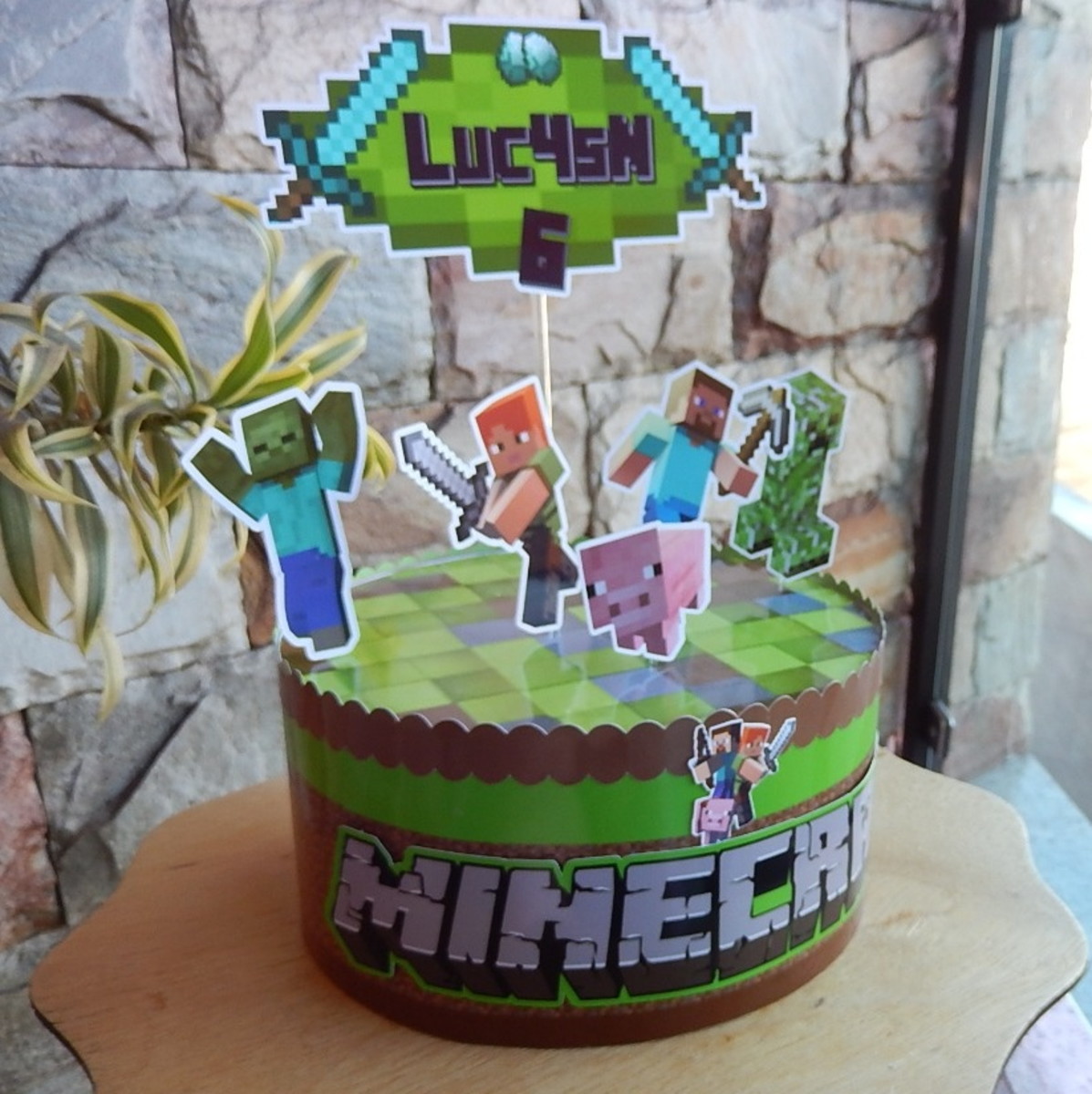 Bolo Cenográfico Fake Minecraft Bmc