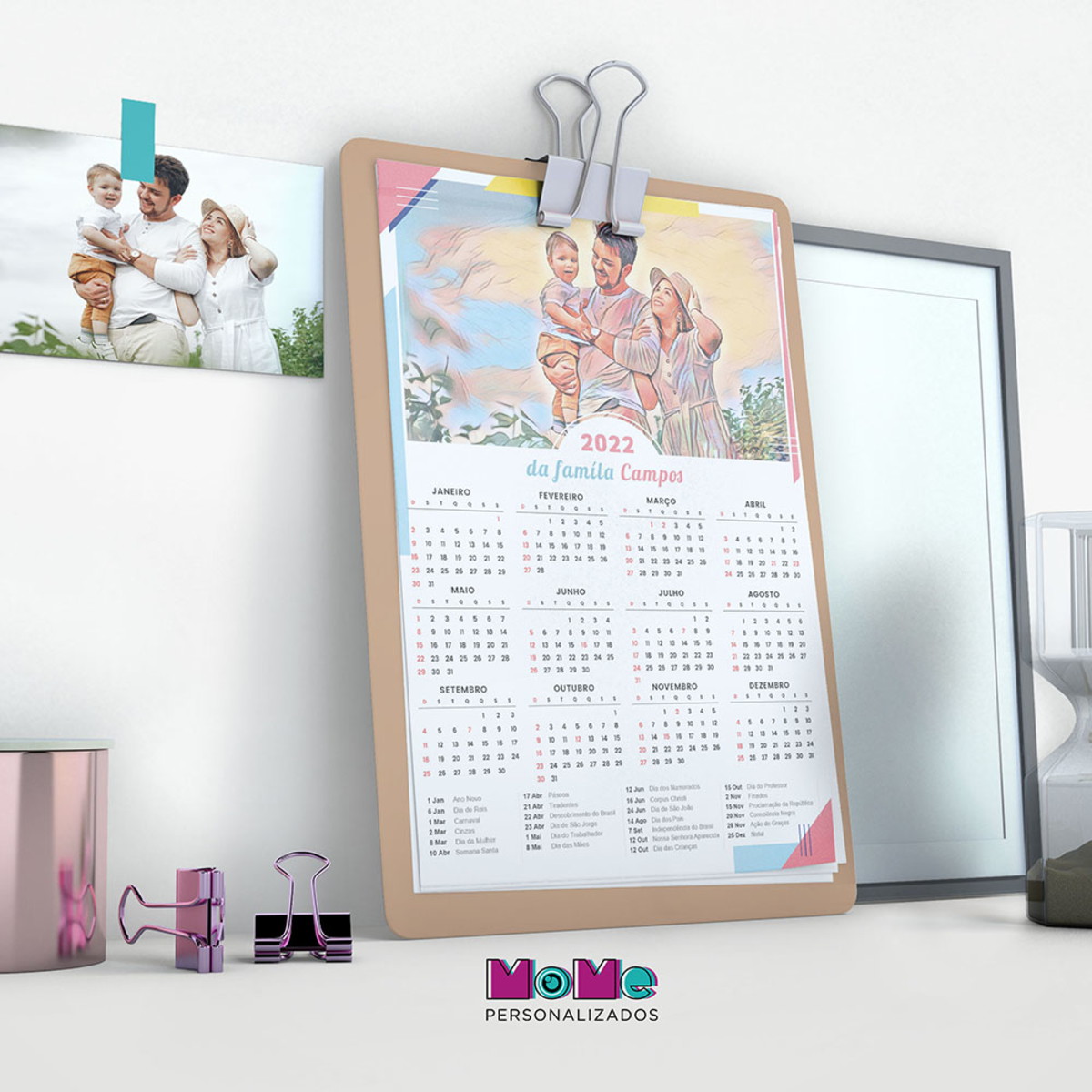 Calendário Personalizado com foto DIGITAL no Elo7 MoMe