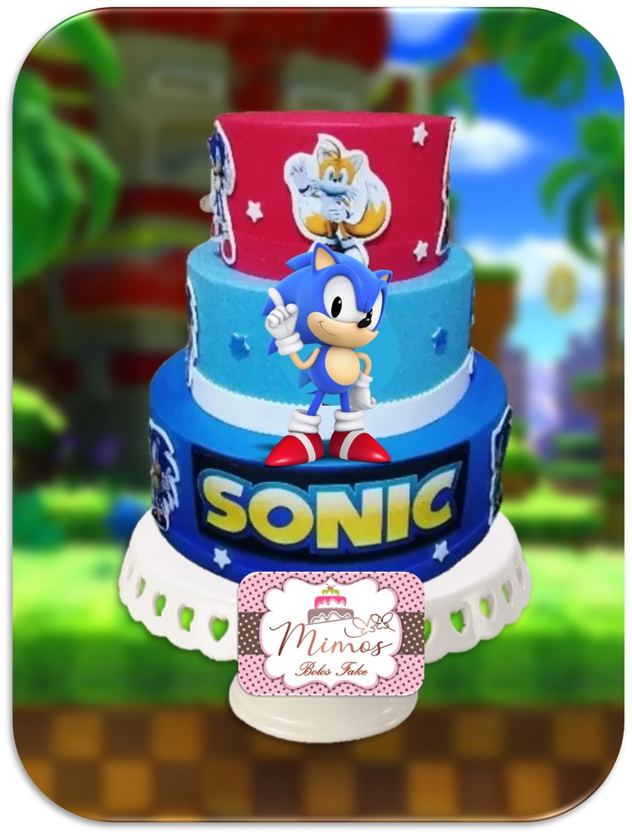 Artes de Monizinha - Bolo Fake Sonic 💙 . Hoje falamos de jogos