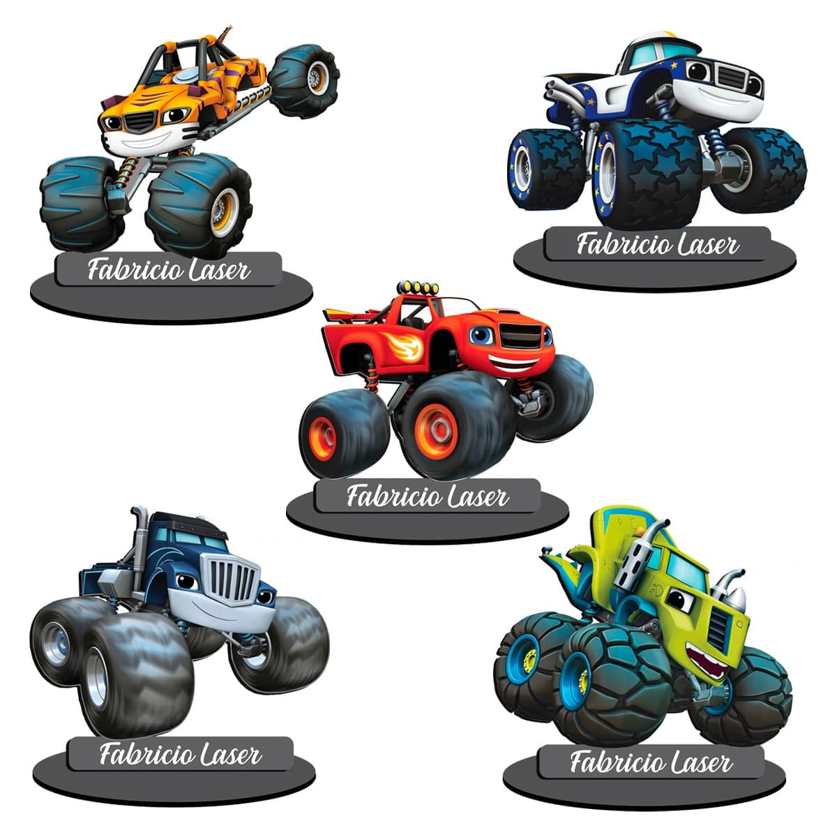 Kit 12 Centro de Mesa 15cm Blaze and the Monster Machines