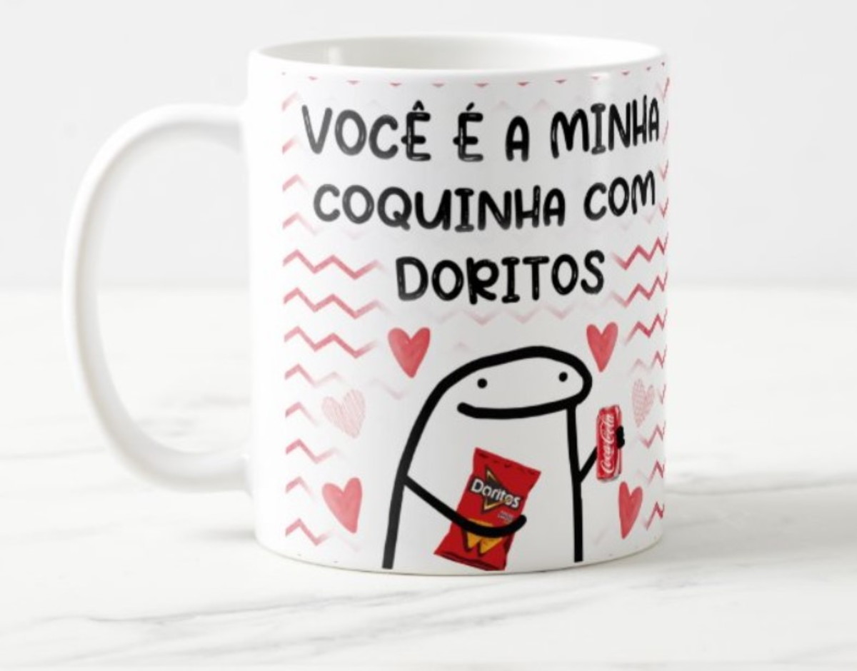 Caneca casal voce e meu refri com doritos flork