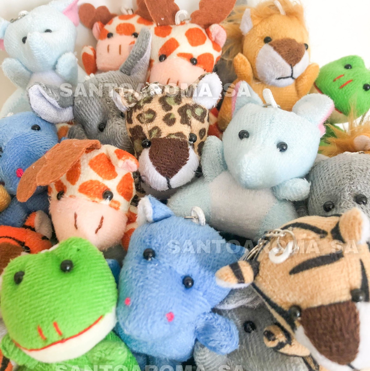 Jogo 50mini Chaveiros Animais De Pelucia 6cm Safari Selva