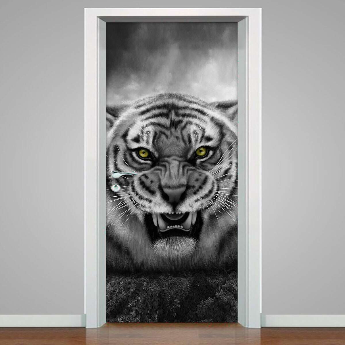 Papel de parede personalizado com animais de tigre, preto e branco, 3d,  mural de sala de