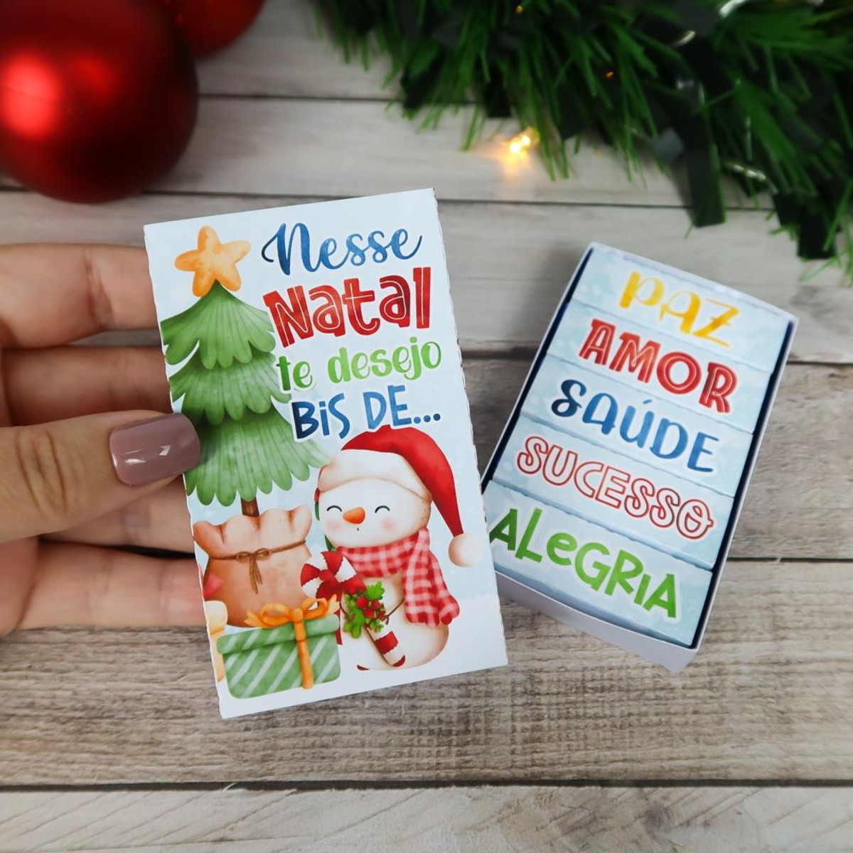 10 Lembrancinha com Logo - Caixinha Porta Bis Personalizada de Natal - Mimo  para clientes - Caixa (Cabe 3 Bis) + Capinhas