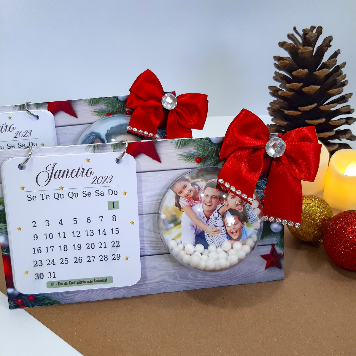 Calendário 2025 de Natal Personalizado com Bola Acrilica Elo7