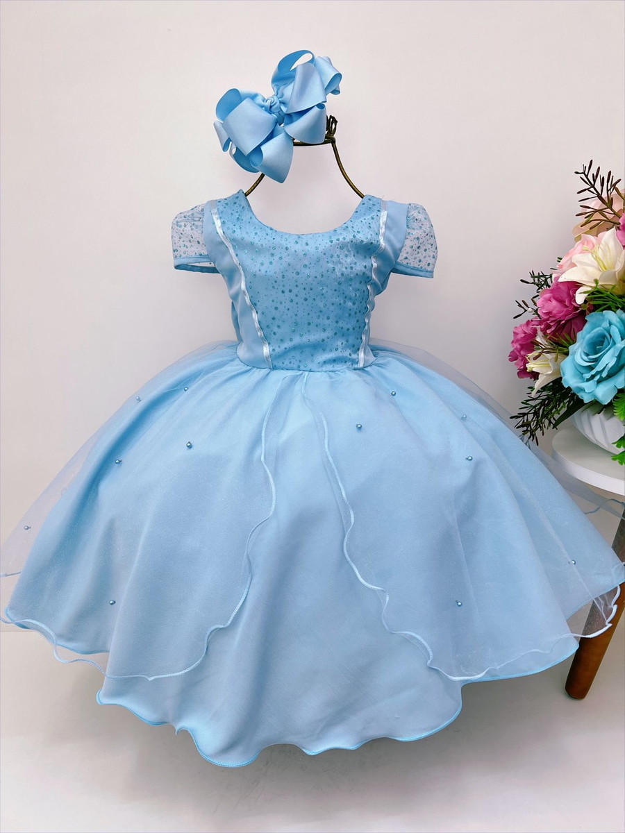 Vestido Infantil Frozen Princesas Capa de Luxo Aniversário - Fabuloso Ateliê