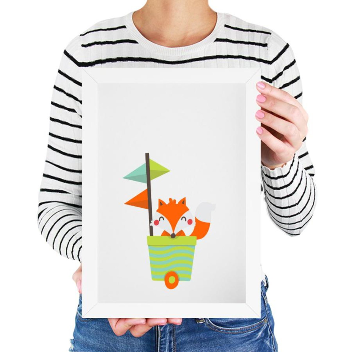 Quadro Infantil Desenho Raposa de Chapéu