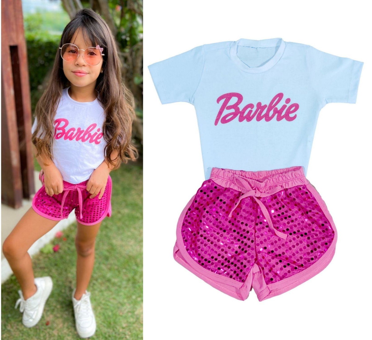 Conjunto Infantil Barbie Menina Roupa Fantasia Barbie Menina