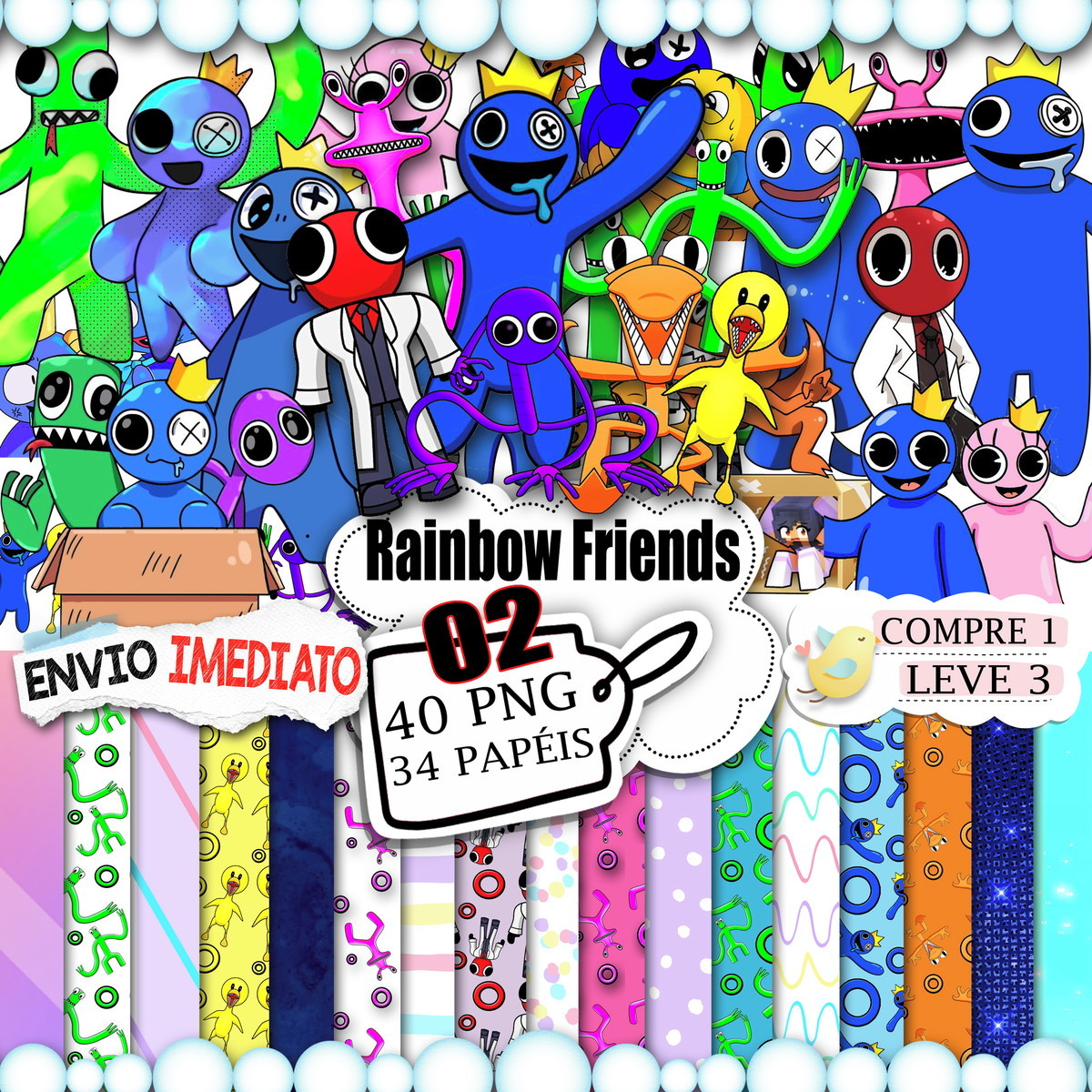 Purple rainbow friends  Compre Produtos Personalizados no Elo7