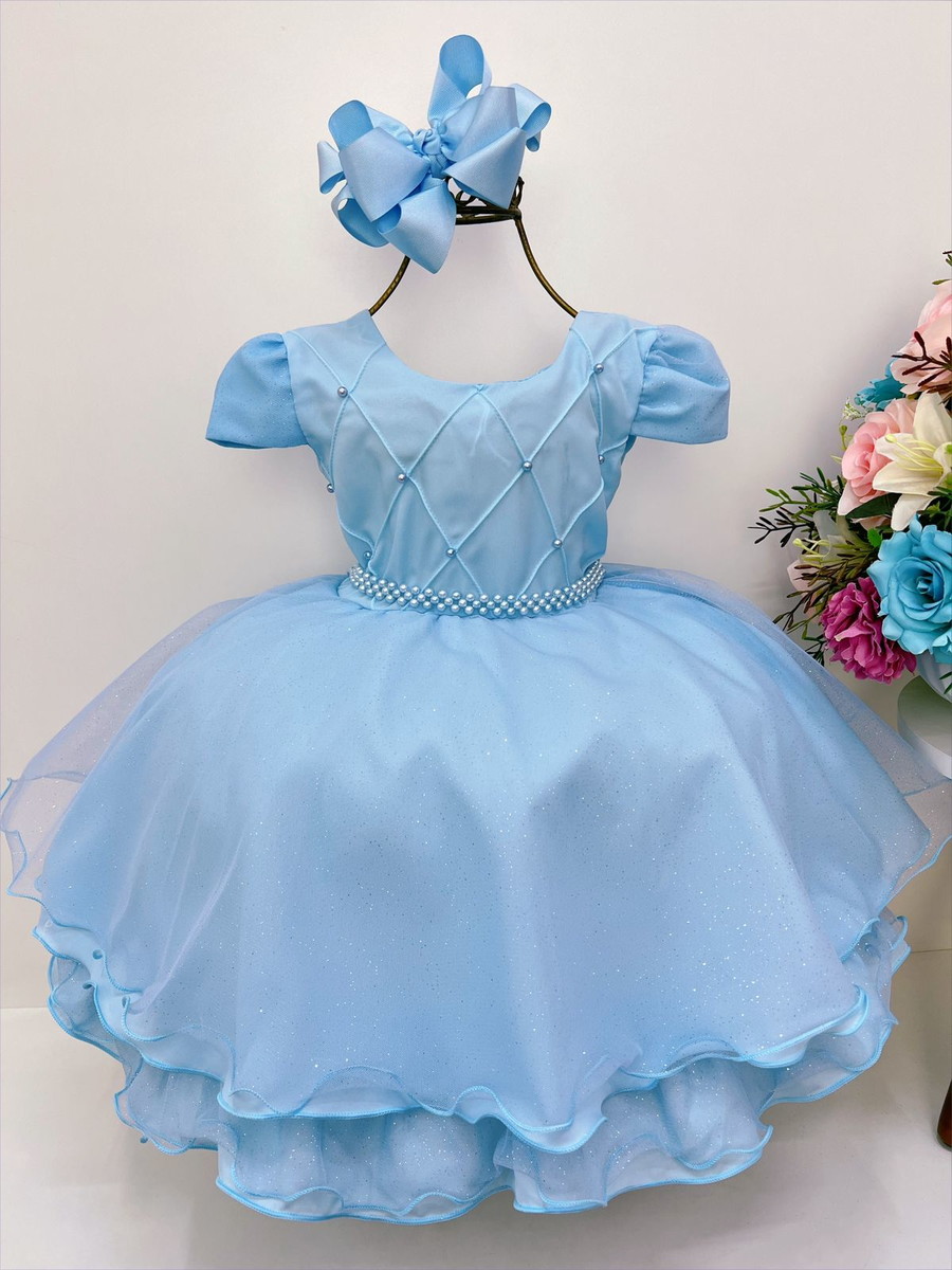 Vestido Cinderela Frozen Azul Turquesa Infantil Dama Daminha - Catri Vestidos  Infantis - Vestido Infantil - Magazine Luiza