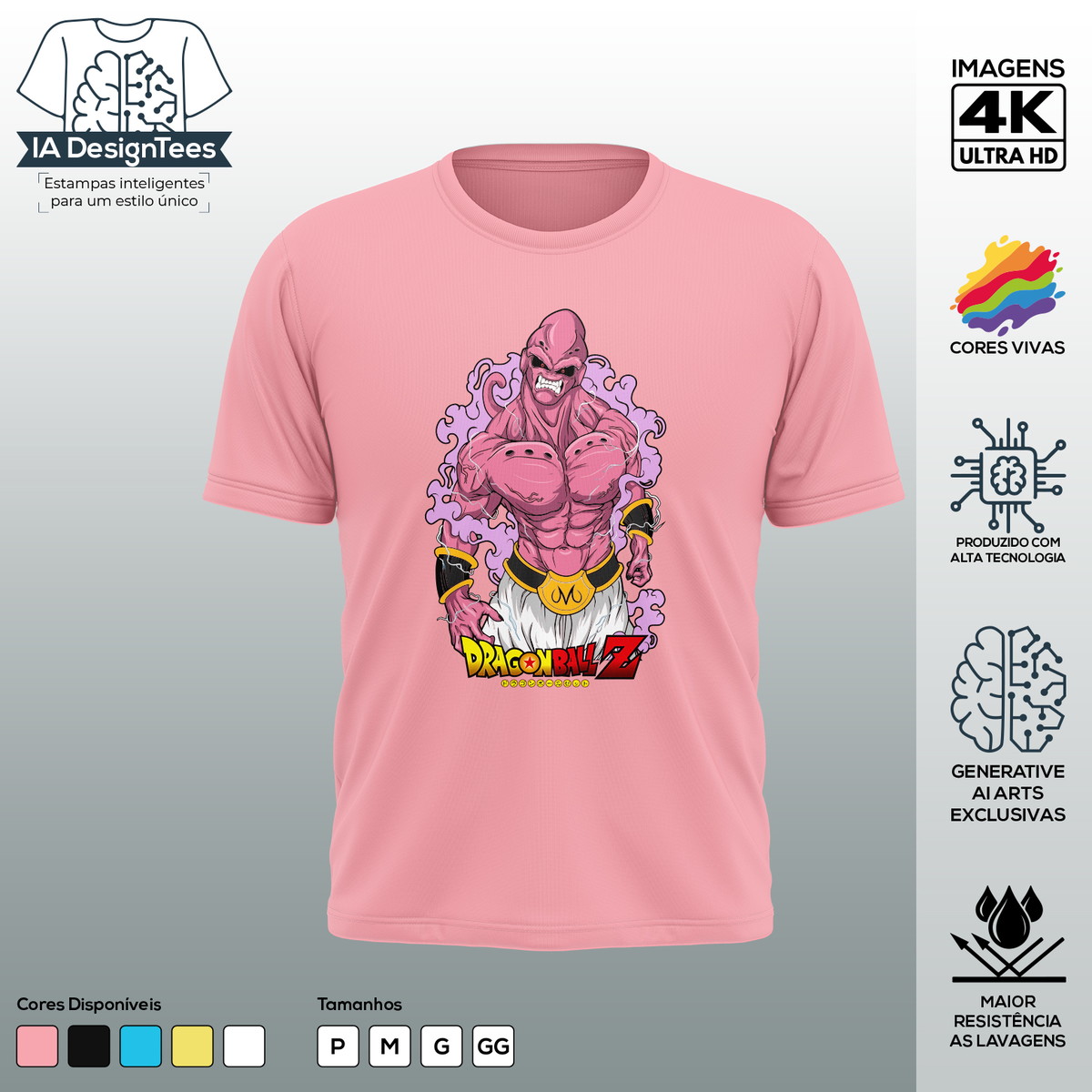 Camiseta T-Shirt Dragon Ball Majin Boo Versão Magro Algodão - Branco