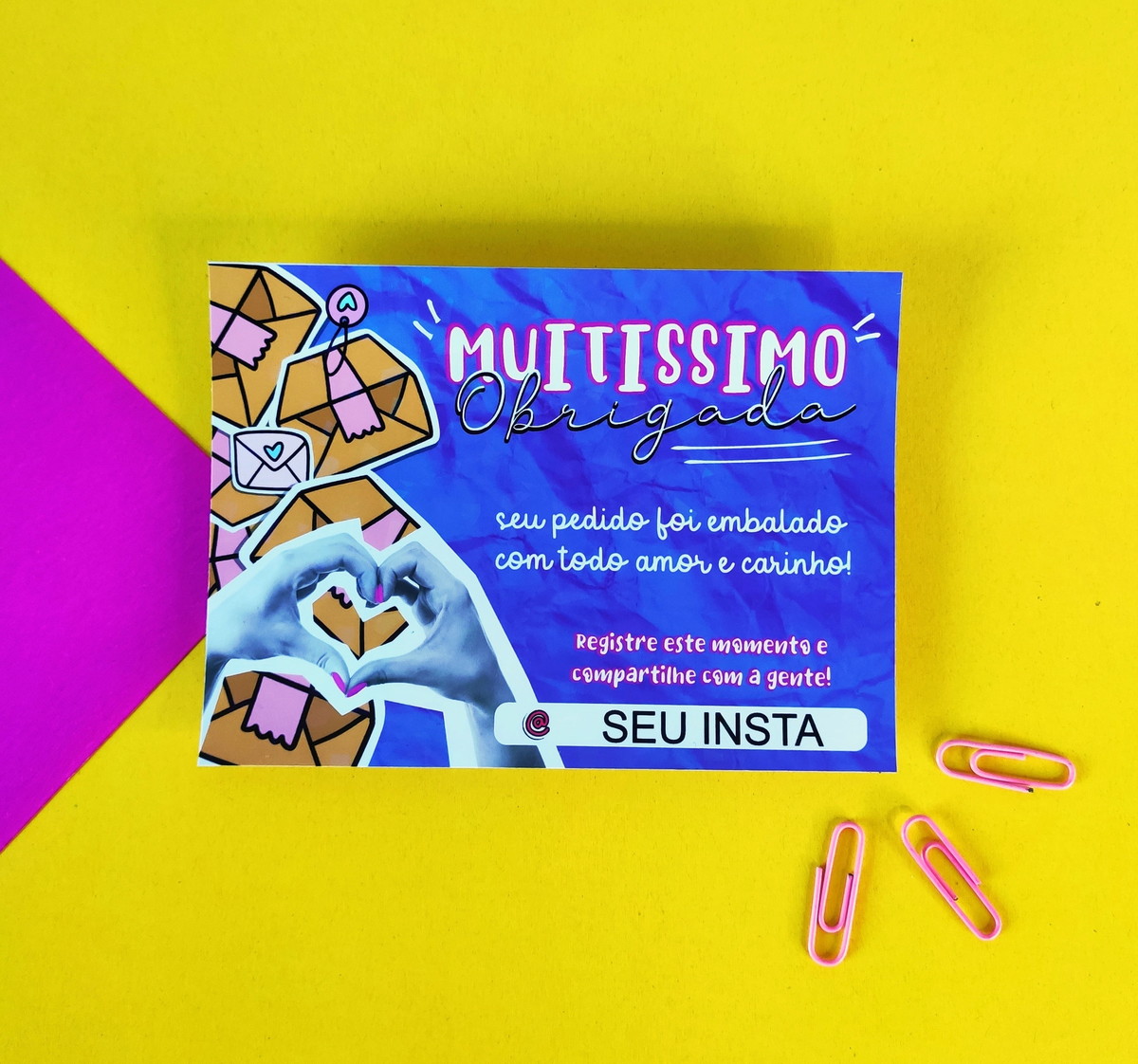 Cartão Agradecimento Personalizado Holográfico 10x14cm Elo7