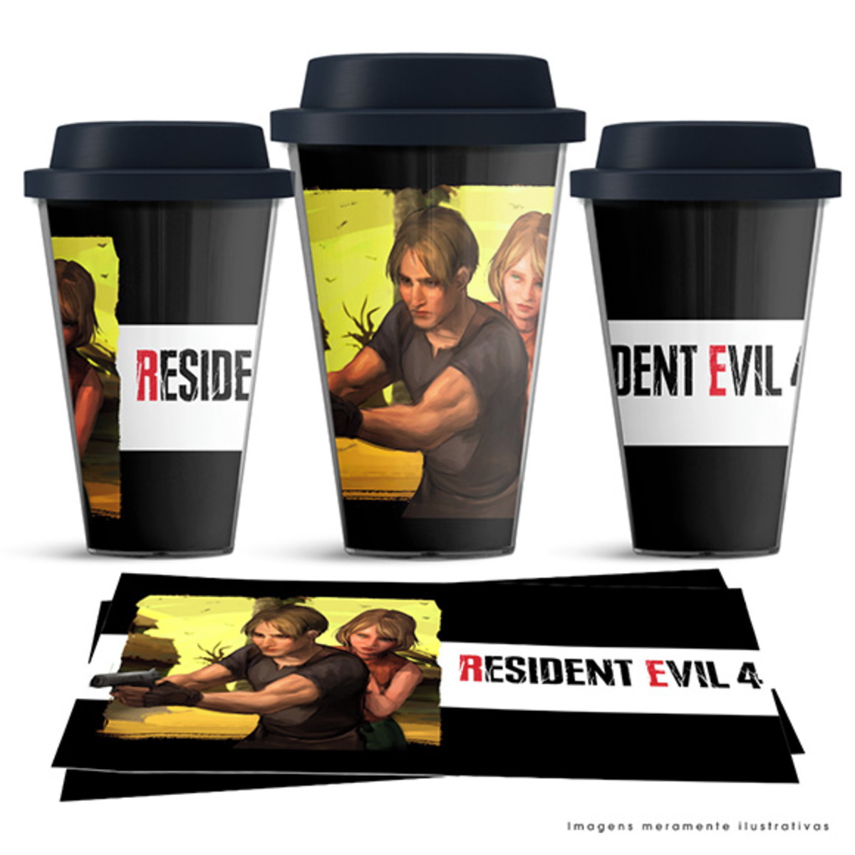 Copo Customizavel Resident Evil 4 Tampa Buck + Chaveiro