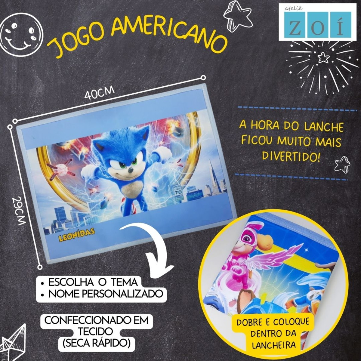 JOGO AMERICANO INFANTIL IMPERMEÁVEL - DINOSSAURO