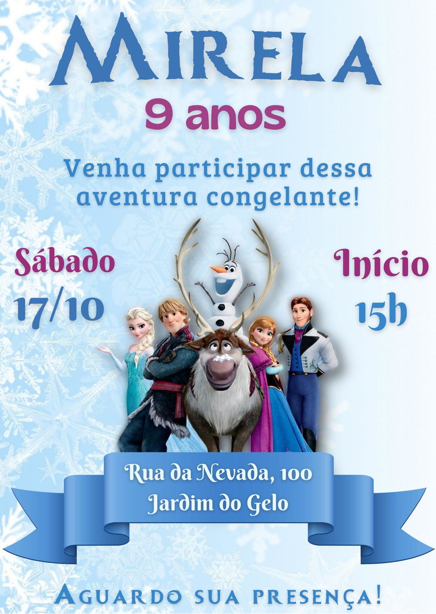 Convite Digital Frozen Virtual Online Whatsapp Aniversário