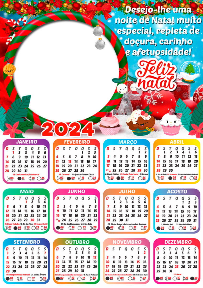 Arte Digital Calendário 2024 Natal Carinho Afetuosidade Elo7
