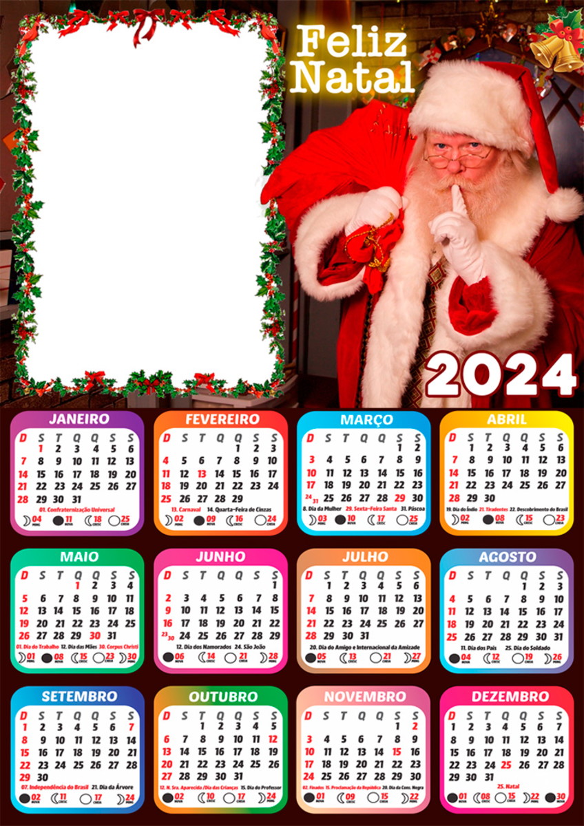 Arte Digital Calendário 2024 Papai Noel Verdadeiro Elo7