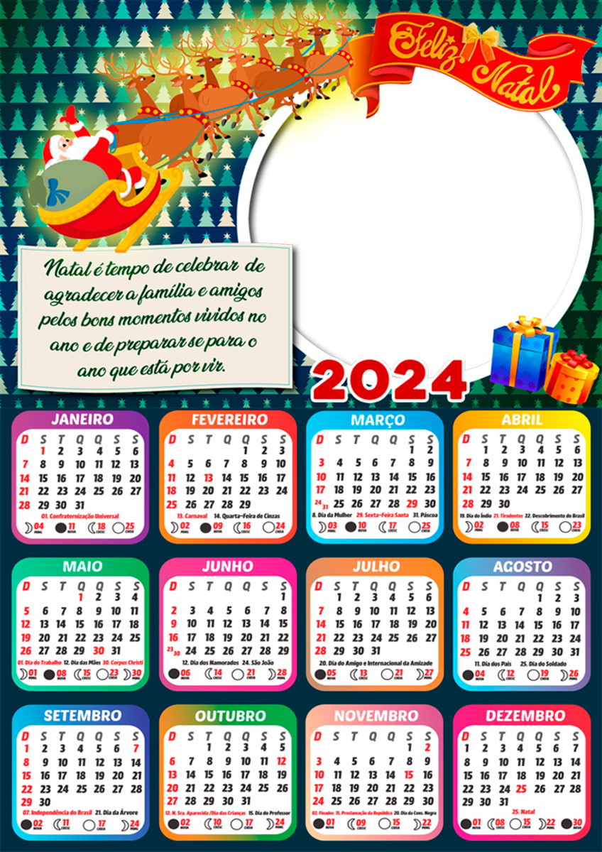 Arte Digital Calendário 2024 Frase de Agradecimento Elo7