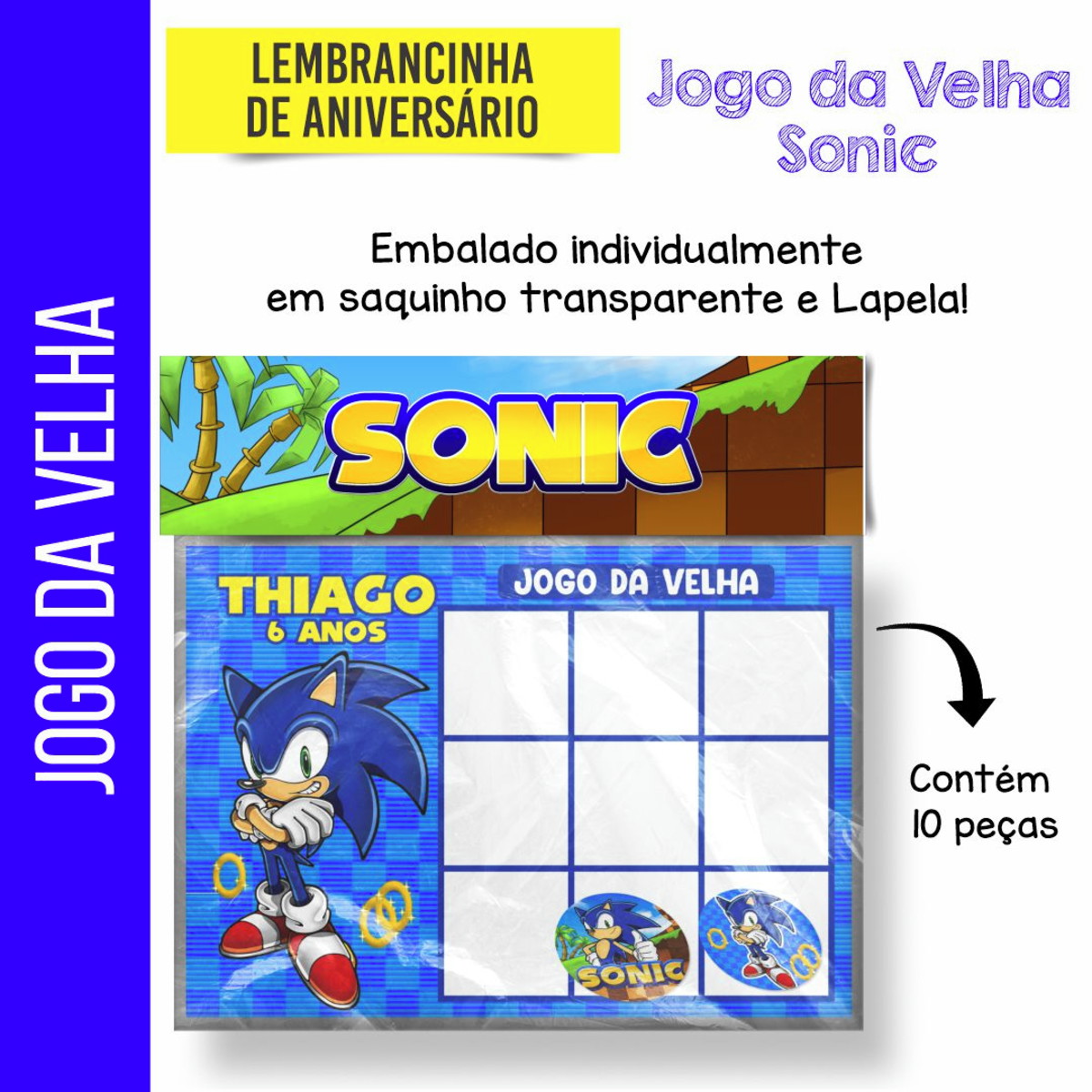 Jogo da Velha Sonic  Elo7 Produtos Especiais