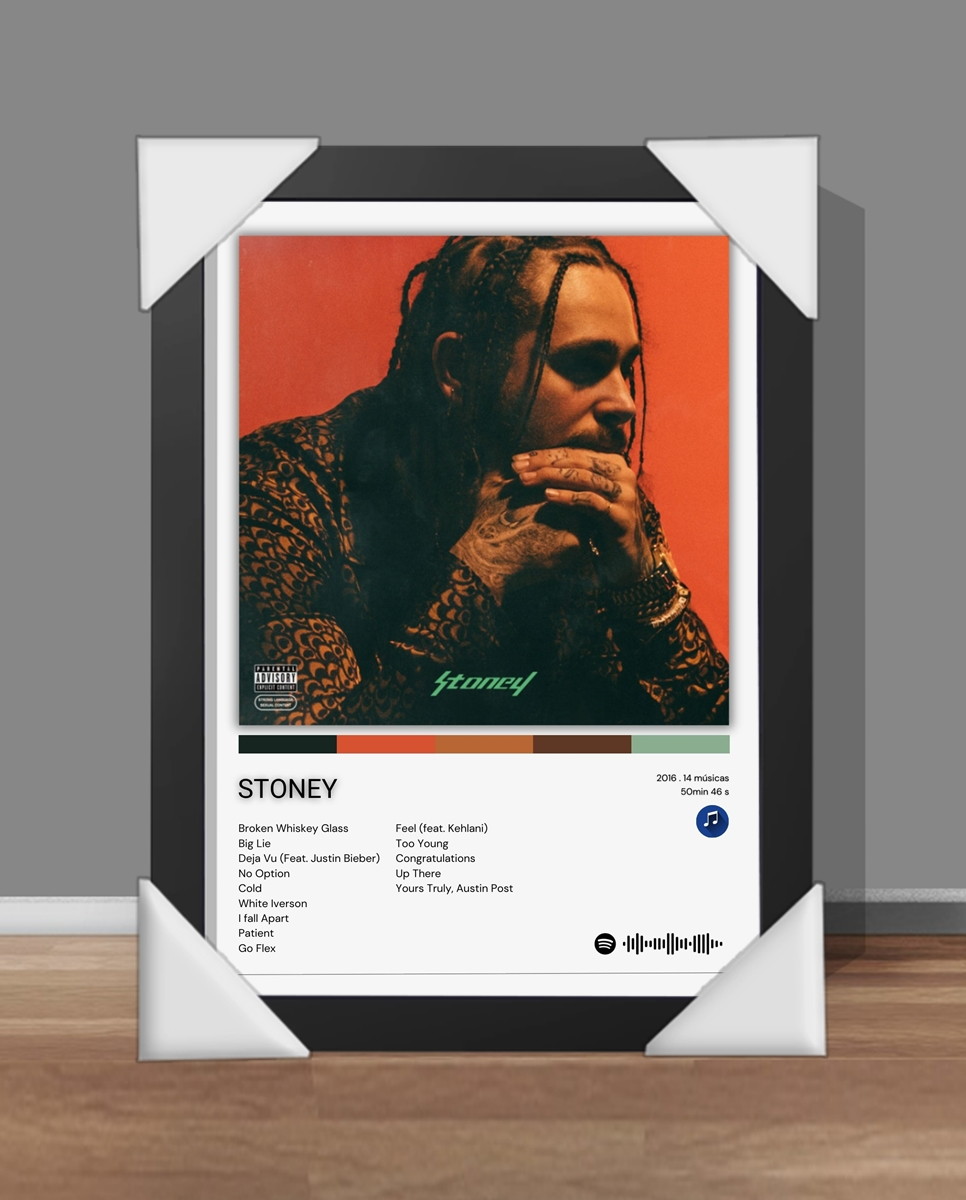 Quadro Decorativo A4 Spotify Post Malone Stoney Elo7