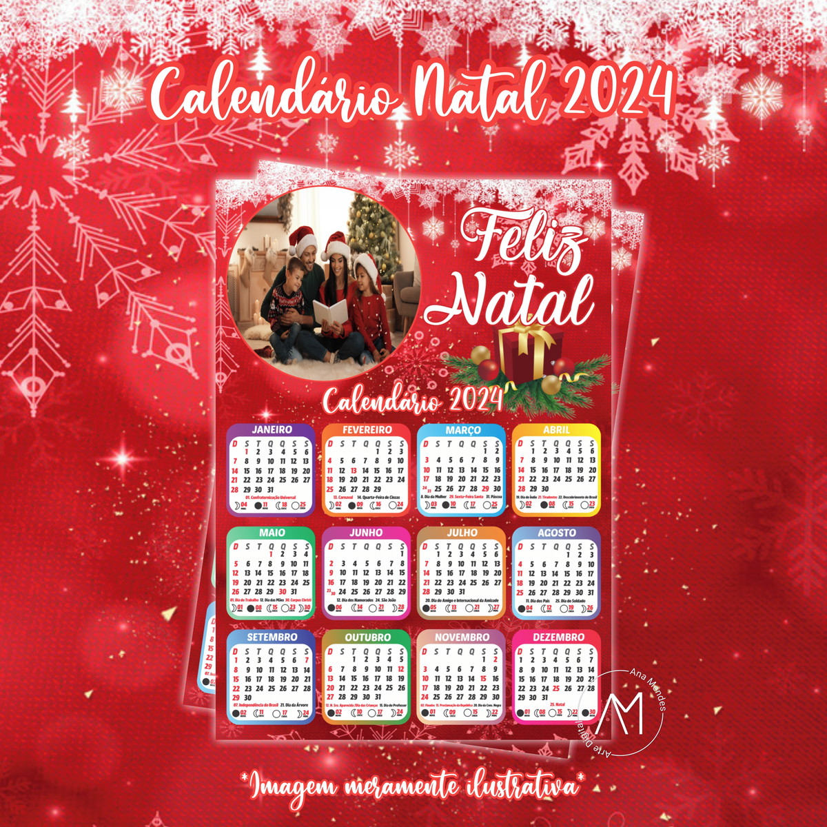 Calendário Natal 2025 Arquivo Digital Elo7 Produtos Especiais
