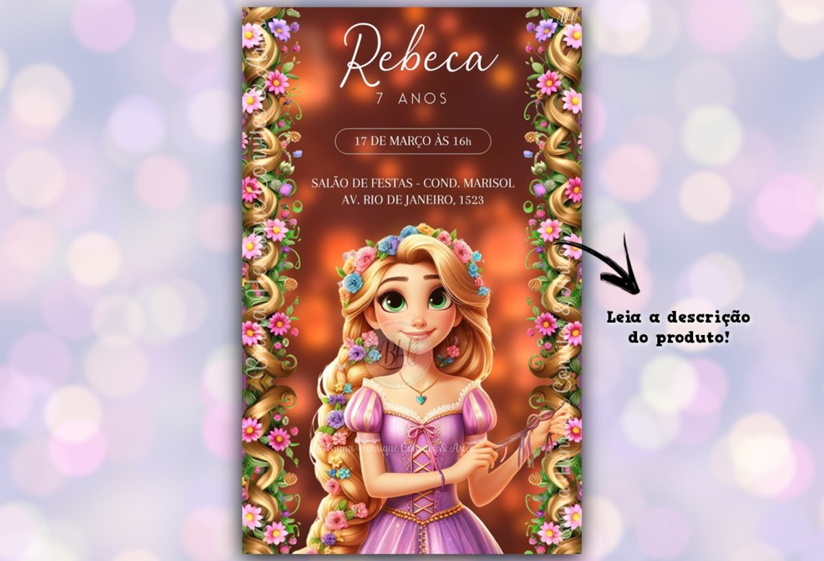 Convite Enrolados - Rapunzel | Elo7 Produtos Especiais