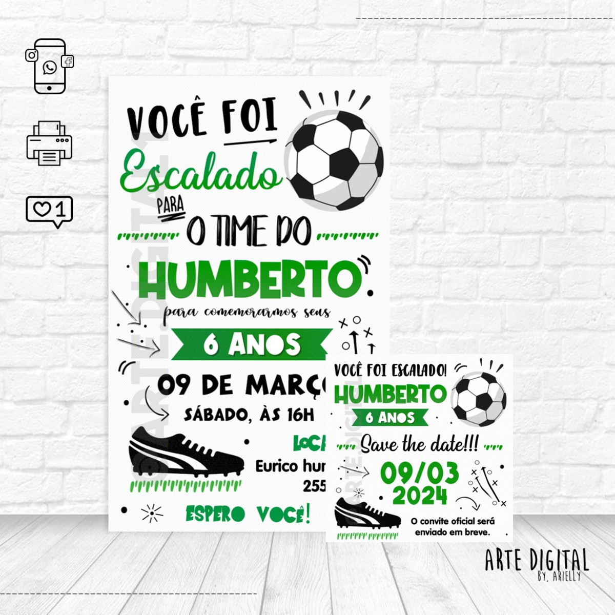 Convite virtual save the date futebol elo7