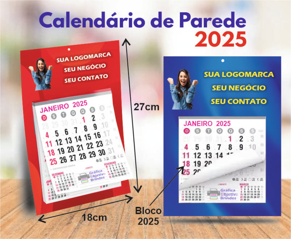 50 Calendários de Parede 2025 Personalizados Folhinhas 2025