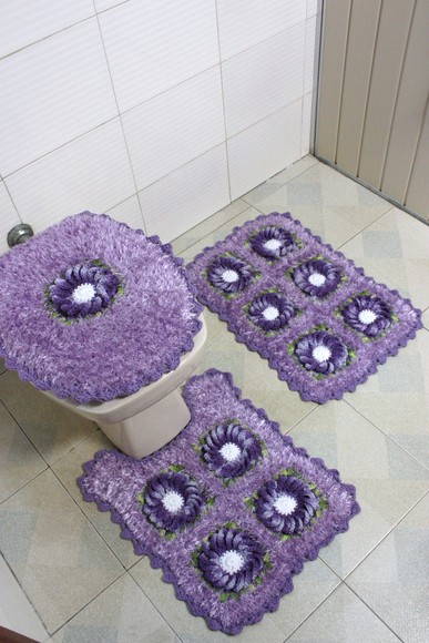 jogo de banheiro com felpudinho lilas Patricia crochetando Elo7 -> Decoracao Banheiro Lilas jogo de banheiro com felpudinho lilas Patricia crochetando Elo7 -> Decoracao Banheiro Lilas