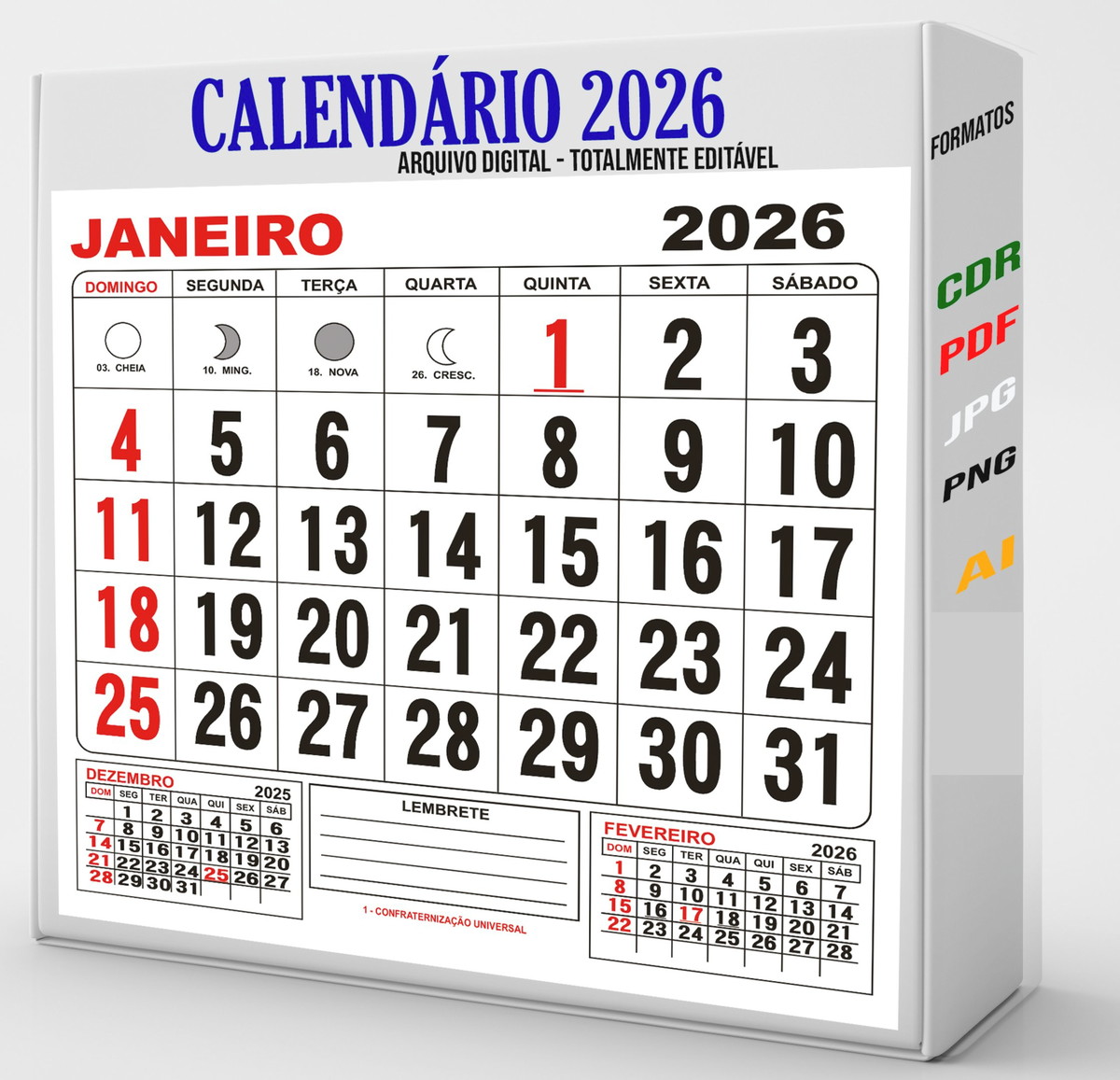 Calendário 2026 Arquivo Digital Editável Corel Illustrator Elo7 Calendário 2026 Arquivo Digital Editável Corel Illustrator Elo7