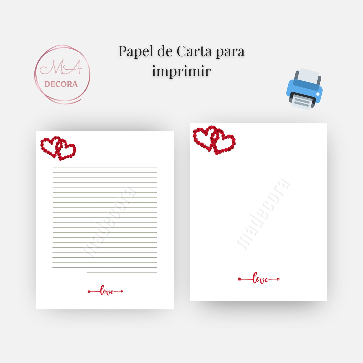 Kit Papeis de Carta e Envelope*lovecoraçõesletterimprimir