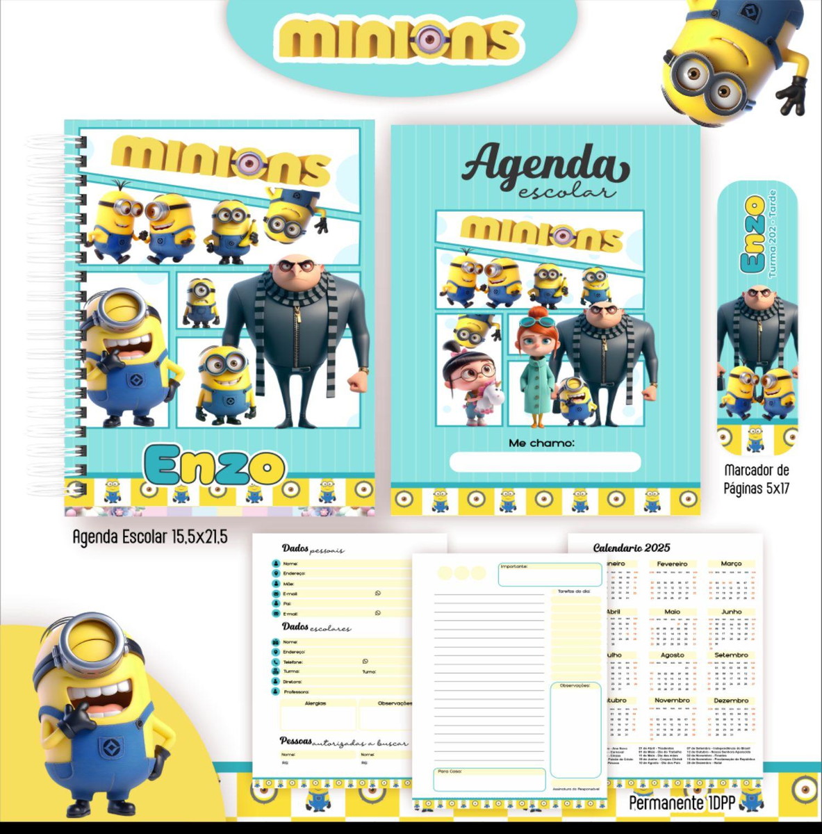 Agenda Escolar 2025/2026 Minions Elo7 Produtos Especiais