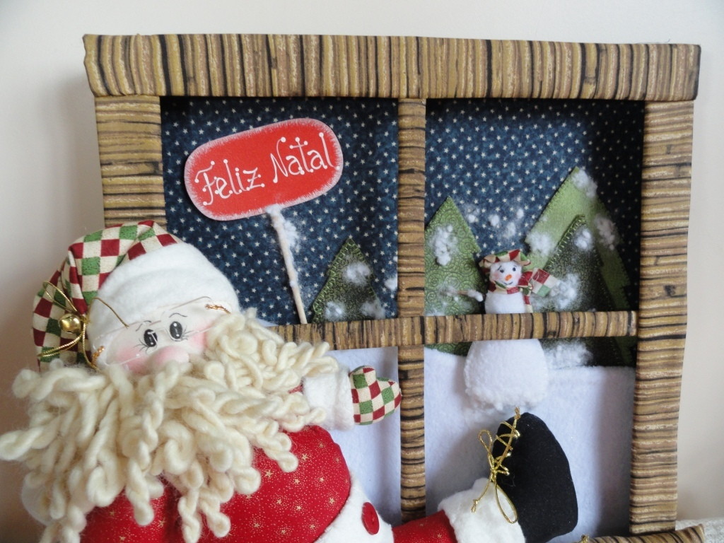 Enfeite de porta Papai Noel na janela Magiarte Enfeite De Janela ~ Enfeite de porta Papai Noel na janela Magiarte