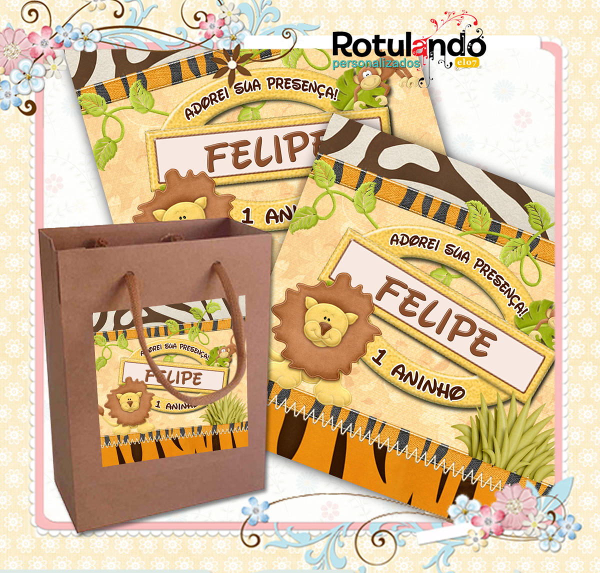 Adesivo Sacola Kraft Safari Rotulando Personalizados Elo7 Armario Que Vira Mesa Tok Stok ~ Adesivo Sacola Kraft Safari Rotulando Personalizados Elo7