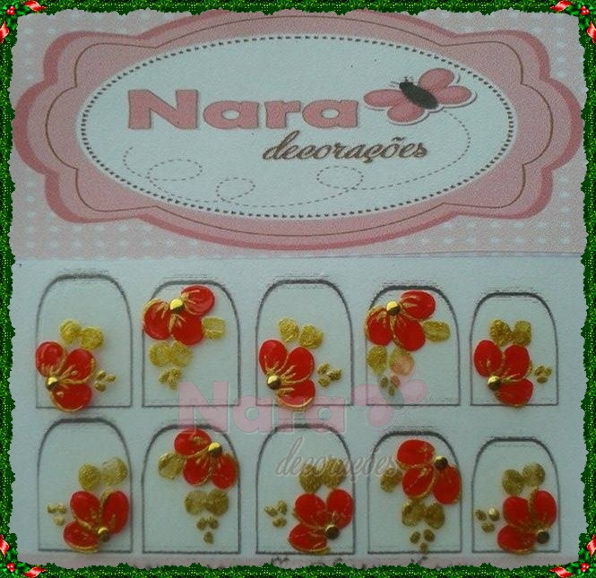 Adesivo de unha flor vermelha Natalina Nara Decorações Elo7 Armario Sin Puertas Niños ~ Adesivo de unha flor vermelha Natalina Nara Decorações Elo7