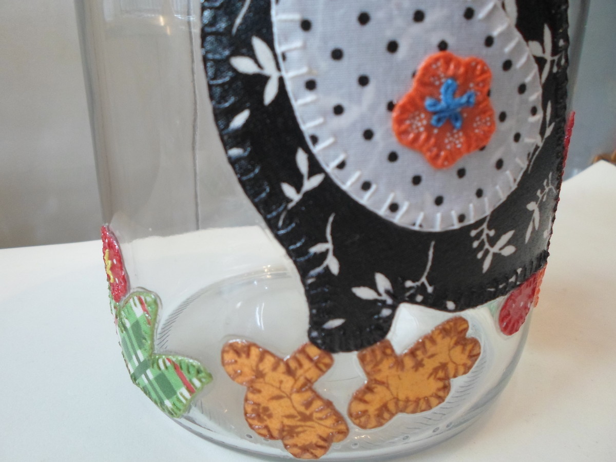 Pote de vidro com decoupage em tecido Artesanatos da Amanda Elo7 Armario Baño Con Espejo ~ Pote de vidro com decoupage em tecido Artesanatos da Amanda Elo7
