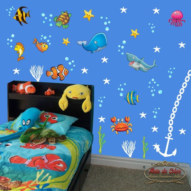 Kit Infantil Fundo do Mar no Elo7 Arte de Colar Adesivos Adesivo De Parede Vintage ~ Kit Infantil Fundo do Mar no Elo7 Arte de Colar Adesivos