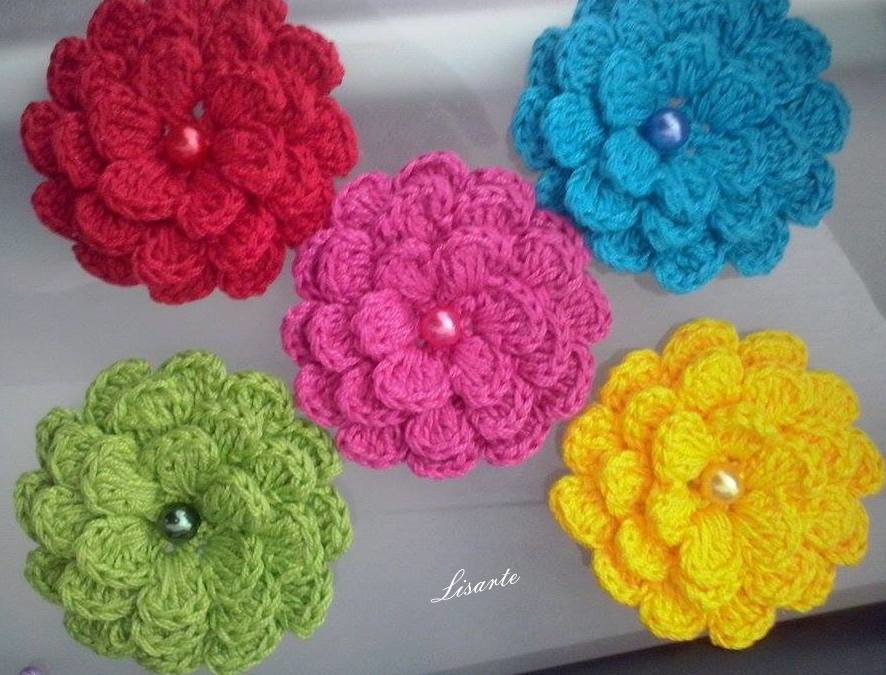 Flor de croche para aplique 7cm (cada) Lisarte Elo7 Adesivo De Alto Desempenho Para Argamassas ~ Flor de croche para aplique 7cm (cada) Lisarte Elo7